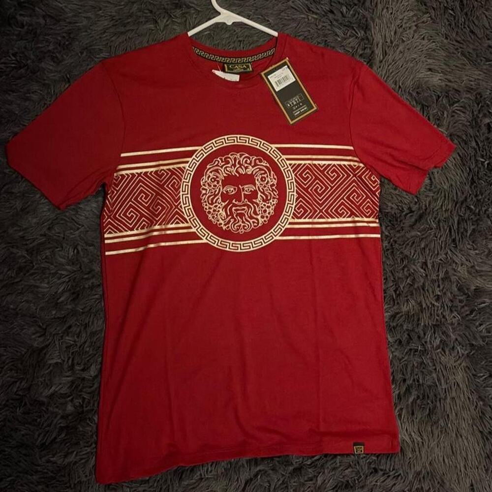 Casa Moda Red Tribal Print Button Up Shirt Men’s Small